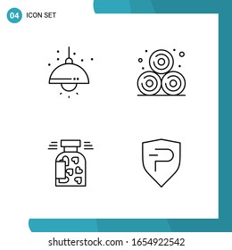 Vektorillustration-Paket mit 4 Symbolen in Umrissen. Line Style Symbol auf weißem Hintergrund für Web und Mobile.