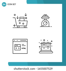 Vector Pack of 4 Outline Symbols. Line Style Icon Set on White Background for Web and Mobile.