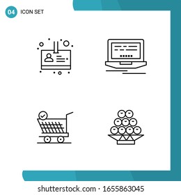 Vector Pack of 4 Outline Symbols. Line Style Icon Set on White Background for Web and Mobile.