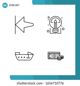Paquete de vectores de 4 símbolos de esquema. Icono de estilo de línea establecido en fondo blanco para Web y móvil.