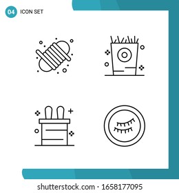 Paquete de vectores de 4 símbolos de esquema. Icono de estilo de línea establecido en fondo blanco para Web y móvil.