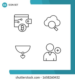 Vektorillustration-Paket mit 4 Symbolen in Umrissen. Line Style Symbol auf weißem Hintergrund für Web und Mobile.