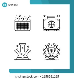 Paquete de vectores de 4 símbolos de esquema. Icono de estilo de línea establecido en fondo blanco para Web y móvil.