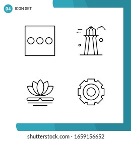 Vector Pack of 4 Outline Symbols. Line Style Icon Set on White Background for Web and Mobile.