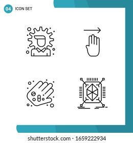 Vector Pack of 4 Outline Symbols. Line Style Icon Set on White Background for Web and Mobile.