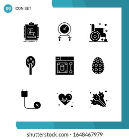 Paquete vectorial de 9 Símbolos Glifos. Icono de estilo sólido establecido en fondo blanco para Web y móvil.