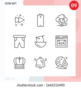 Vector Pack of 9 Icons in Line Style. Creative Outline Pack isolated on White Background for Web and Mobile.