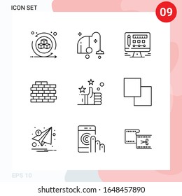 Vector Pack of 9 Icons in Line Style. Creative Outline Pack isolated on White Background for Web and Mobile.