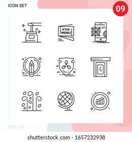 Vector Pack of 9 Icons in Line Style. Creative Outline Pack isolated on White Background for Web and Mobile.