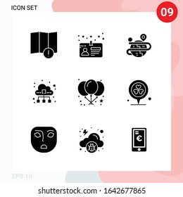 Vector Pack of 9 Icons in Solid Style. Creative Glyph Pack isolated on White Background for Web and Mobile.