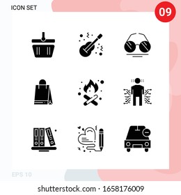 Vector Pack of 9 Icons in Solid Style. Creative Glyph Pack isolated on White Background for Web and Mobile.
