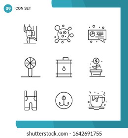Vector Pack of 9 Outline Symbols. Line Style Icon Set on White Background for Web and Mobile.