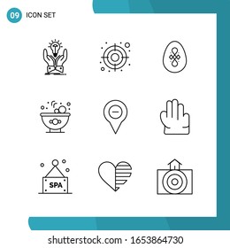 Paquete de vectores de 9 símbolos de esquema. Icono de estilo de línea establecido en fondo blanco para Web y móvil.