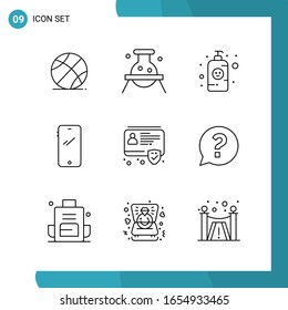 Vector Pack of 9 Outline Symbols. Line Style Icon Set on White Background for Web and Mobile.