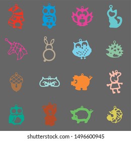 Vector pack animals for carving jewelry or toys for Christmas tree or laser and CNC cutting