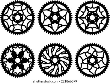 Vector pack of bike chainrings and rear sprocket 