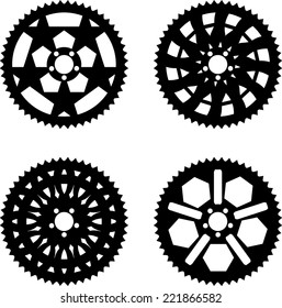 Vector pack of bike chainrings and rear sprocket 