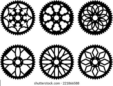 Vector Pack Of Bike Chainrings And Rear Sprocket 