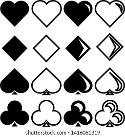 Vector pack of B&W poker card symbols.
 