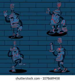 vector pack character graffiti cans spray oldskool