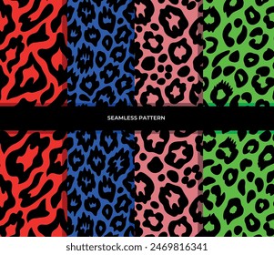Vector pack with colored animal patterns. On a colored background