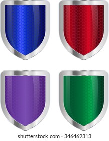Vector pack with colorful metallic shields