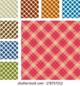 Vector pack of colorful tartan pattern
