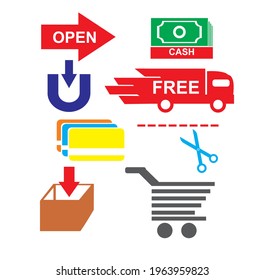 a vector pack containing shopping icons on white background