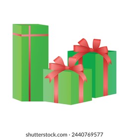 vector pack of decorative christmas gift boxes wrap in colorful paper.