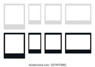 Vector pack of different textured instant films frames size