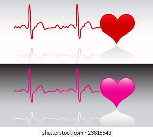 vector pack of genuine hartbeat wave and heart