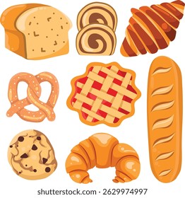 vector pack hand drawn bakery pastry theme