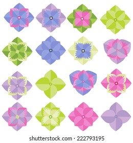 Vector pack Hydrangea. Colorful and beautiful patterns