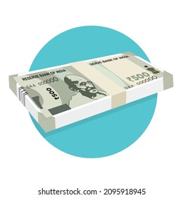 Vector of Pack of Indian Currency. Editable Illustration of Bundle of 500 Indian Rupee.