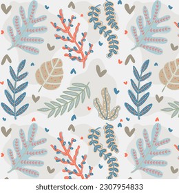 Vector pack of leaves and flower