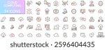 Vector Pack of Linear Icons Related to Network Cloud Service, Cloud Storage, Data Transfer and Synchronization. Mono line pictograms and infographics design elements