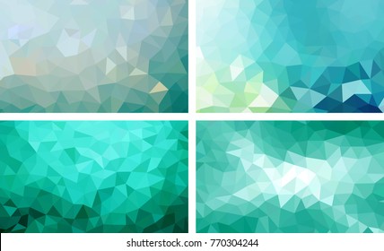 vector pack low poly background teal color