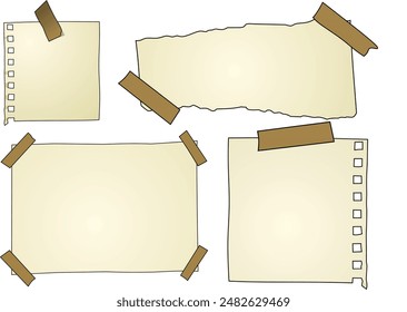 vector pack of note paper with brown adhesive on each end of the paper