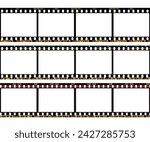 Vector pack of photographic analog films borders with barcodes