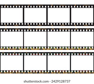 Vector pack of photographic analog films borders with barcodes (version 2)