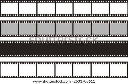 Vector pack of photographic analog films borders with barcodes . Vector illustration