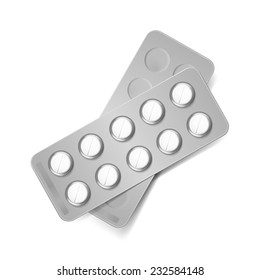Vector Pack of Pills Isolated on White Background
