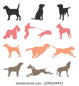 paquete vectorial de siluetas de perros de perfil