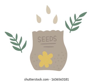 Vector pack with seeds. Package with grains isolated on white background. Flat spring garden illustration. Gardening icon
