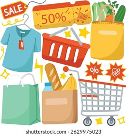 vector pack shop and discount elements
