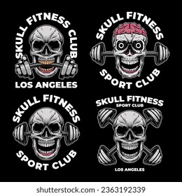 Vector pack of skull gym fitness logo. Element logo design