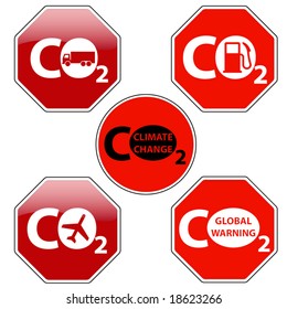 Vector pack of stop signs isolated on pure white (new glossy vs old one color) - STOP CLIMATE CHANGE - also available as direct JPEG file in my gallery