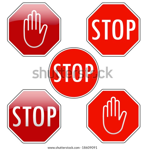 vector pack stop signs isolated on stock vector royalty free 18609091