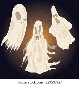 vector pack of three ghosts for halloween