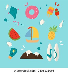 vector pack of travel and holiday elements in flat design